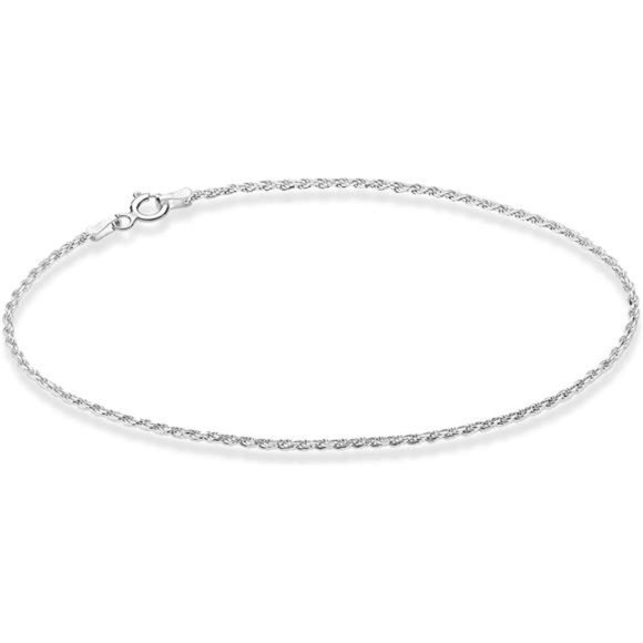 Sterling Silver Diamond-Cut Anklet - Picture 2 of 5